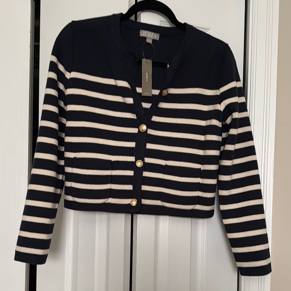 J. Crew Navy and White Striped Women's Jacket
